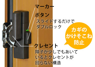 空かけ防止機能付クレセントを標準装備